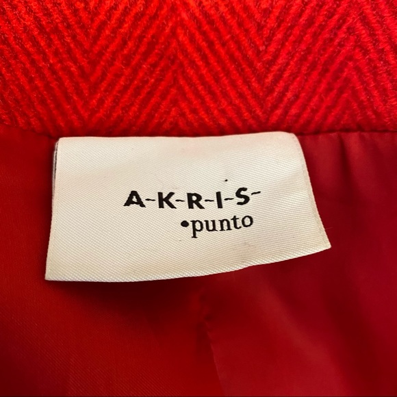 Akris Punto red wool/angora double breasted pea coat - Picture 8 of 9